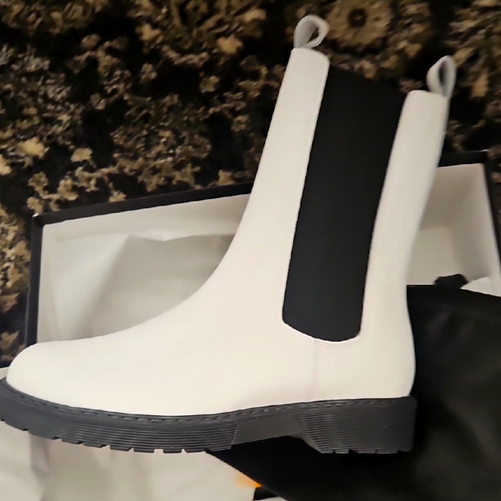 Valentino White and Black Women's Boots, Sz 8